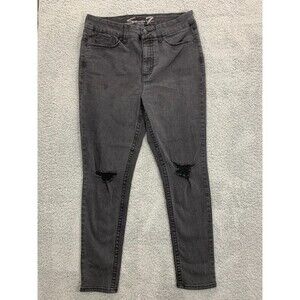 Women's Seven 7 Sz 14 Tummyless High Rise Skinny Black Denim Jeans 5 Pockets